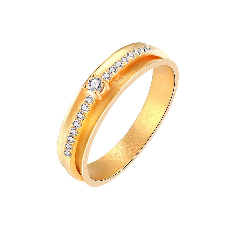 宝创古法工艺18k黄金镶钻钻石戒指女镶碎钻手饰