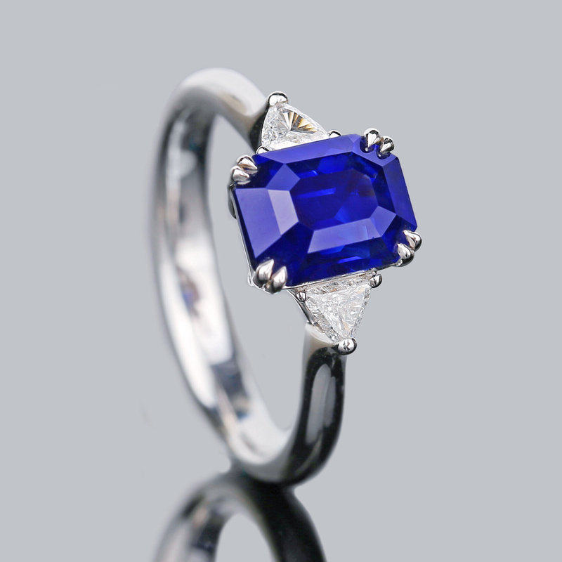 戒指宝创国际珠宝钻石18k金钻石蓝宝石蓝蓝皇家手饰