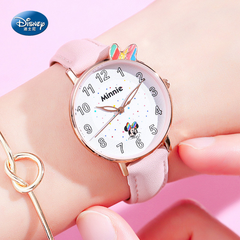 迪士尼儿童手表女孩可爱少女蝴蝶结小清新女童小学生国产腕表