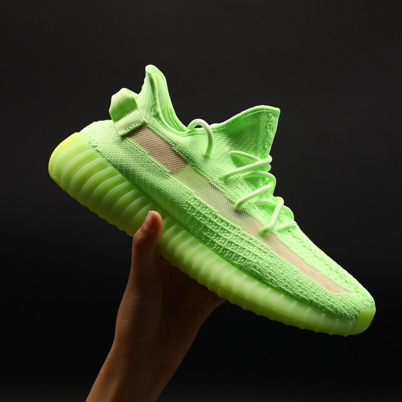 椰子鞋350v2男荧光绿满天星反光og过毒真爆纯原get亚洲限定