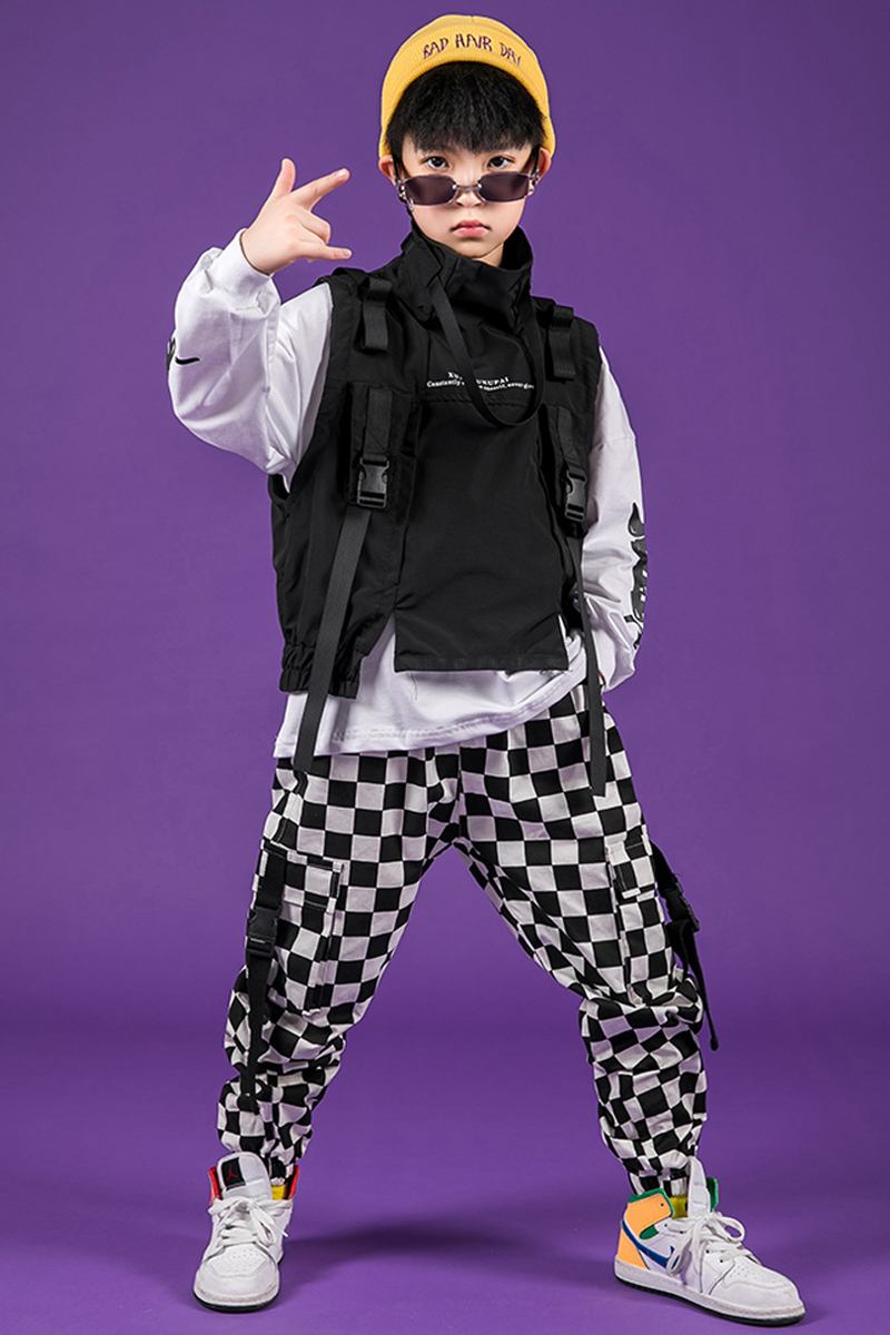 街舞嘻哈套装儿童潮服马甲秋季女童爵士潮衣儿童演出服