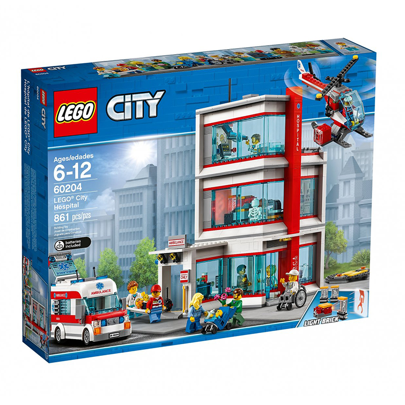 城市7月新品lego乐高系列60204医院总部救护车建构