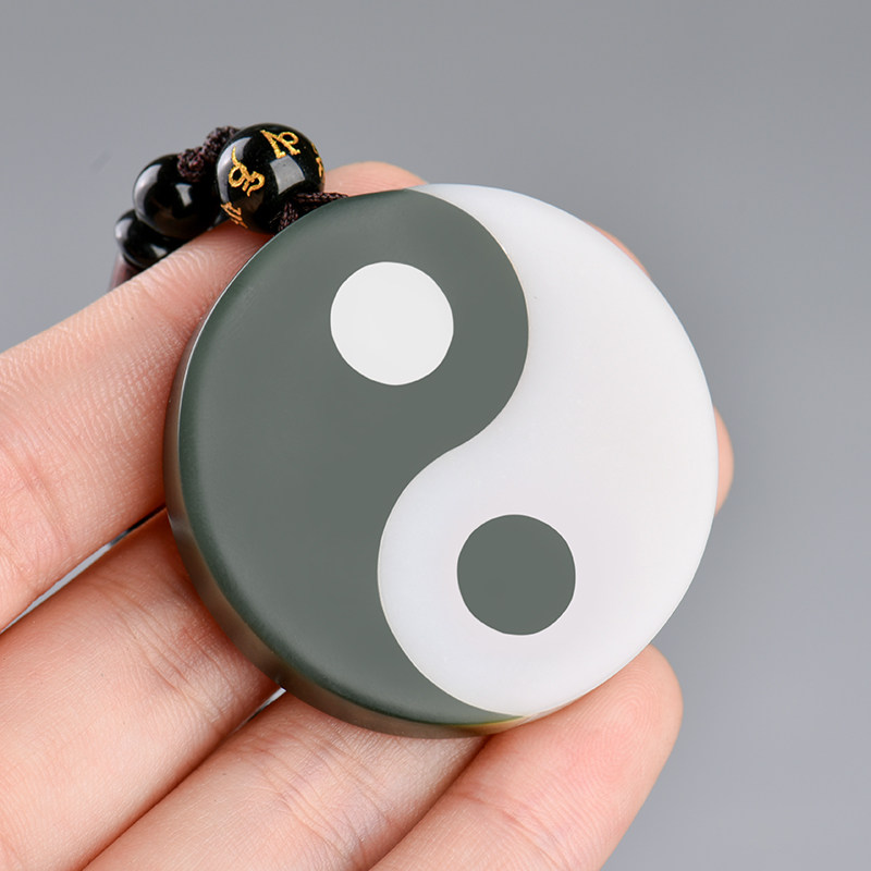 昆玉谣和田玉羊脂玉塔青太极阴阳八卦吊坠男女款转运青玉珠宝玉石