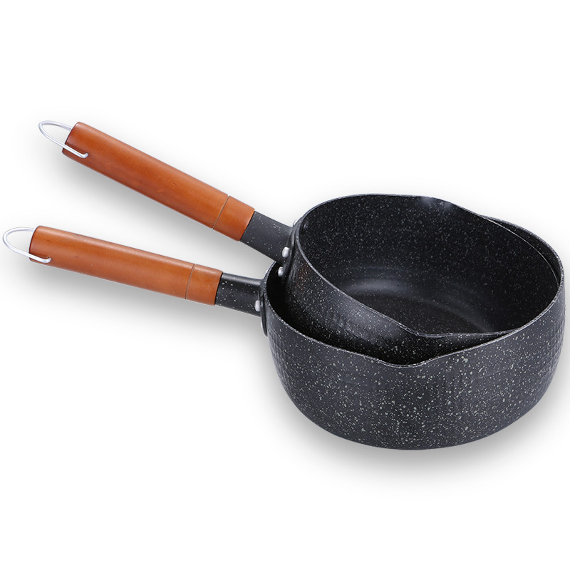 日式麦饭石雪平锅不粘家用泡面锅宝宝辅食锅汤锅多功能小奶锅煮锅