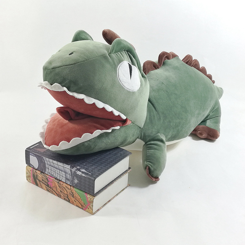 趴款恐龙公仔张嘴毛绒玩具抱枕软体靠垫搞笑大嘴毛绒布艺类玩具