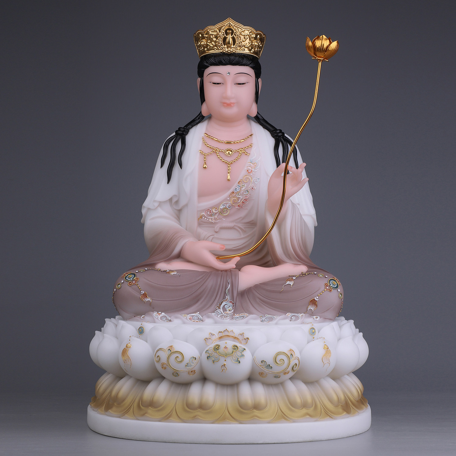 汉白玉佛像坐像西方三圣大势菩萨观世音菩萨阿弥陀佛摆件