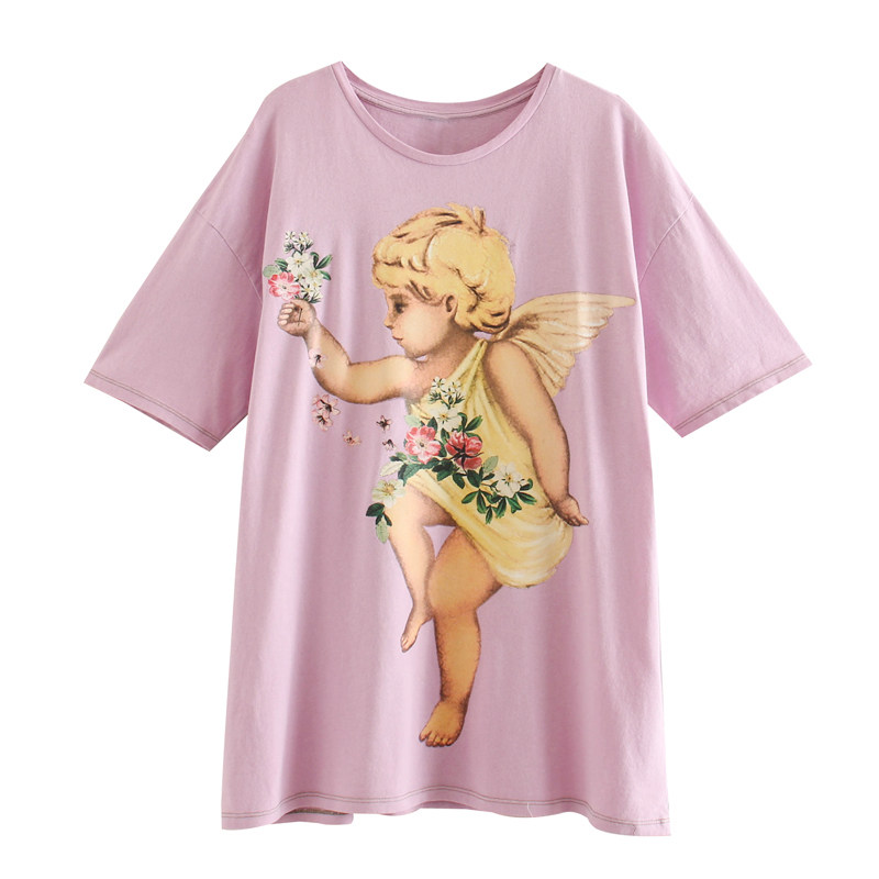 wmxz 2020春夏季新品可爱天使图案印花短袖t恤上衣女0085012
