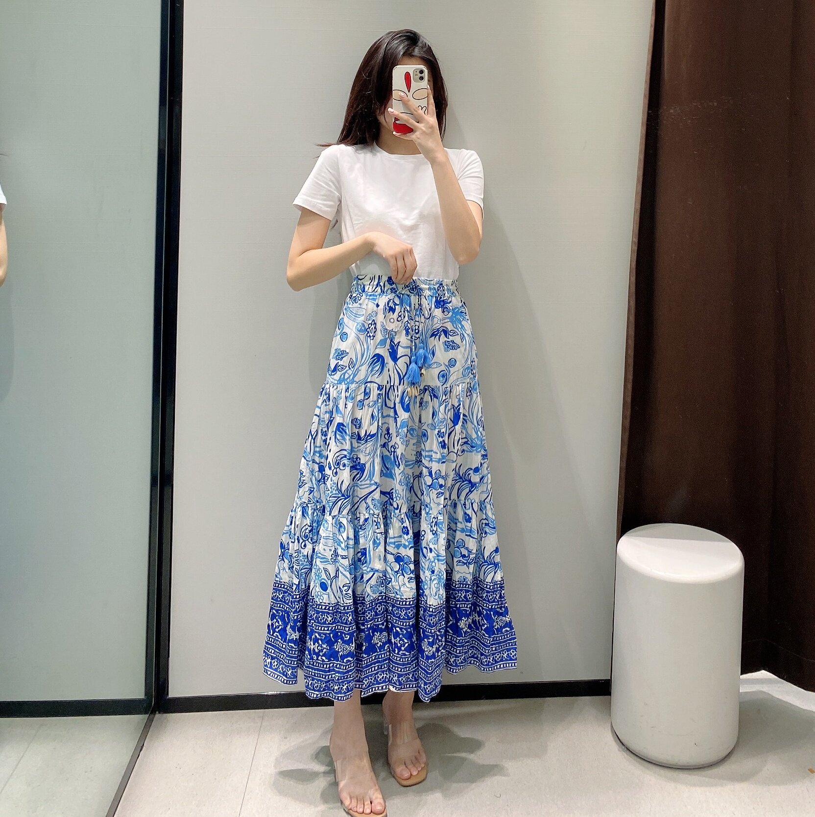 wmxz自制2021夏季度假花色印花长裙半身裙女半身裙