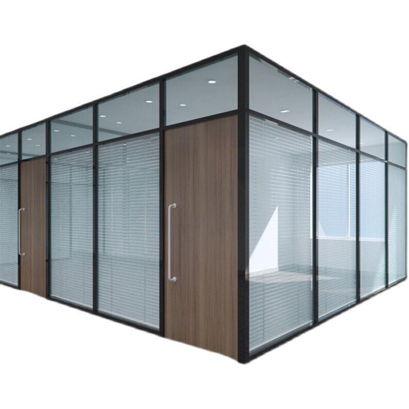 隔断办公室玻璃铝合金百叶窗磨砂透明钢化玻璃屏风隔音高隔断