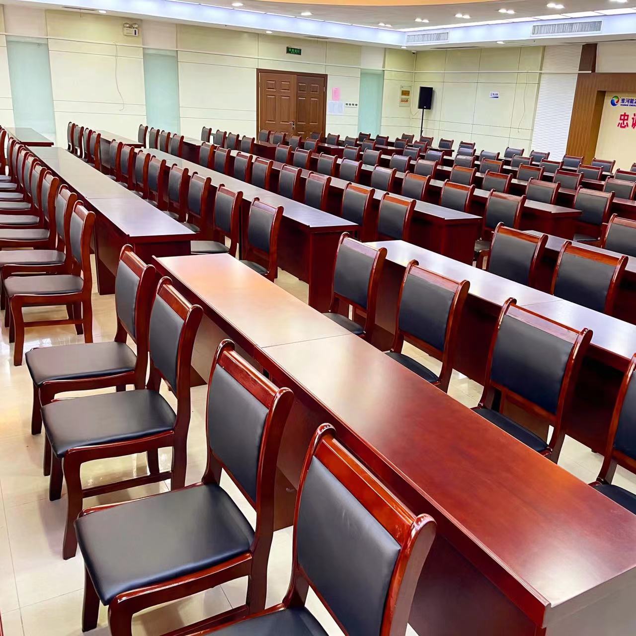 会议室会议会议桌桌椅组合12米双人油漆木皮党员会议桌