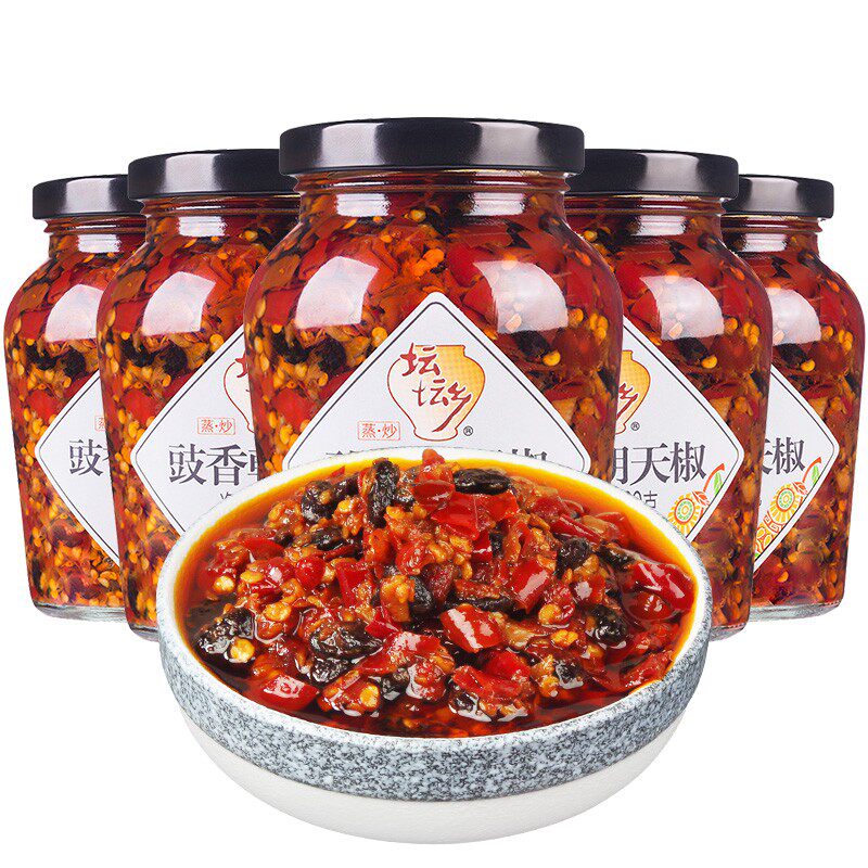 坛坛乡豉香朝天椒豆豉辣椒酱280g瓶装风味湖南特产家用做菜拌饭面