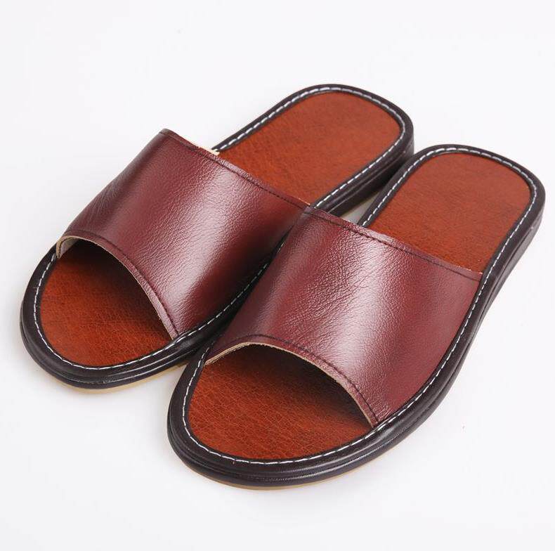 拖鞋牛皮夏款高档皮面牛筋酒店日式居家男女居家凉拖