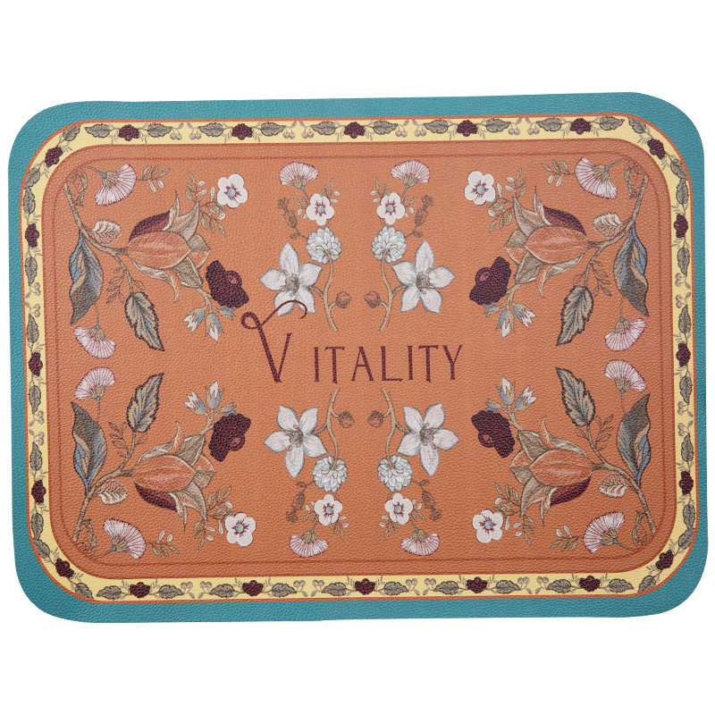 述物复古轻奢皮革桌垫手绘图案花卉风浪浪漫餐垫