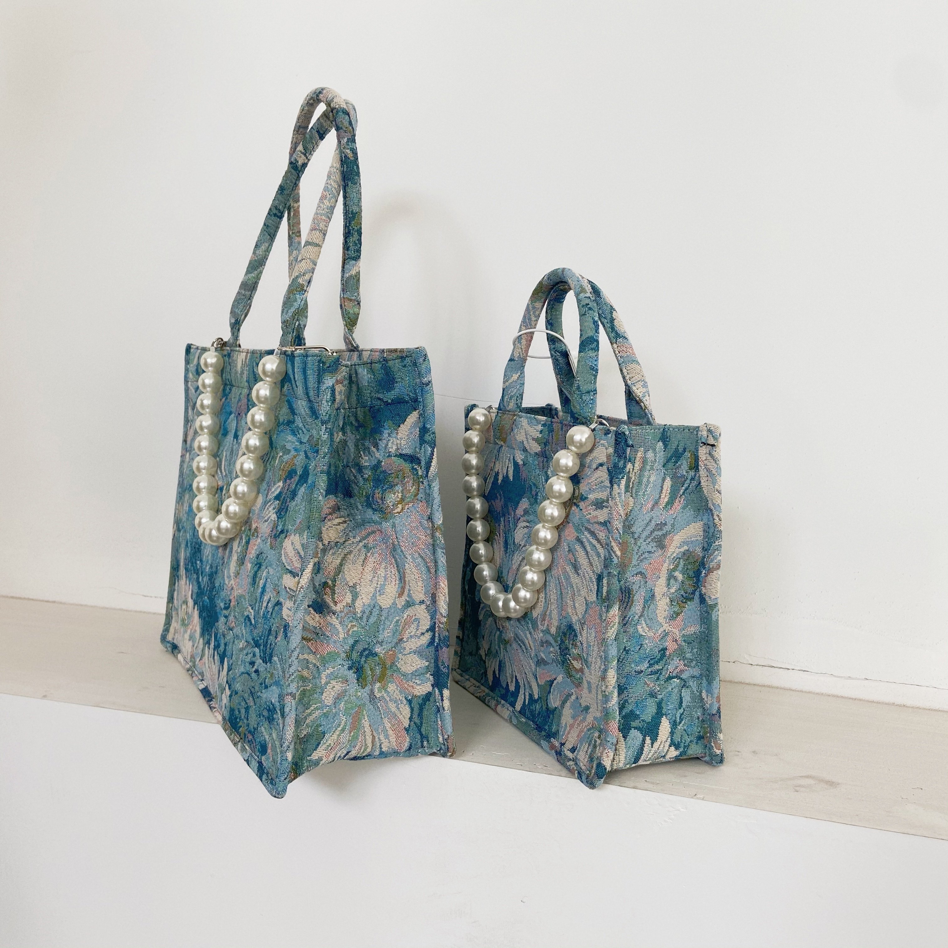 原创莫奈花园油画通勤托特包