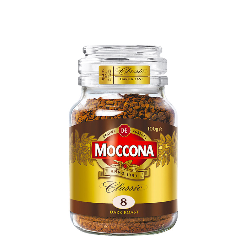 原装进口moccona摩可纳速溶咖啡深度烘焙无奶冻干黑咖啡100g