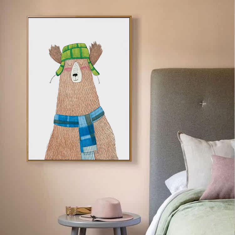 春上上家盖世双熊装饰画儿童ins卡通熊三联两联现代装饰画