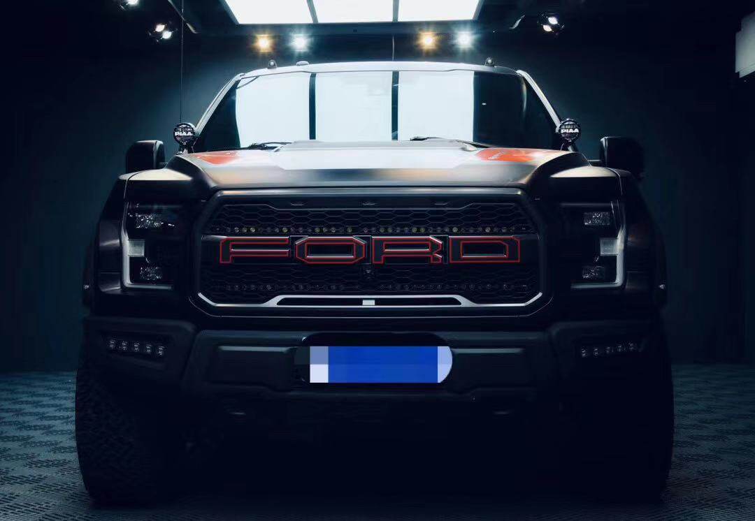 适用于福特猛禽f150中网标贴红色前后车标反光汽车装饰贴