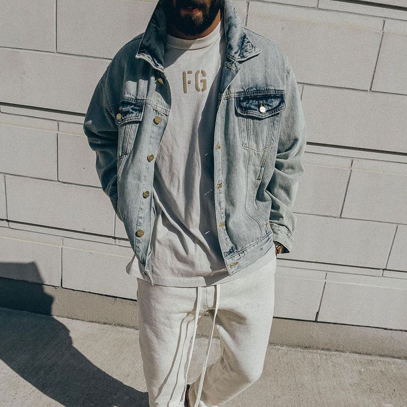 fearofgod第七季复线essentials水洗做旧夹克fog牛仔衣外套潮