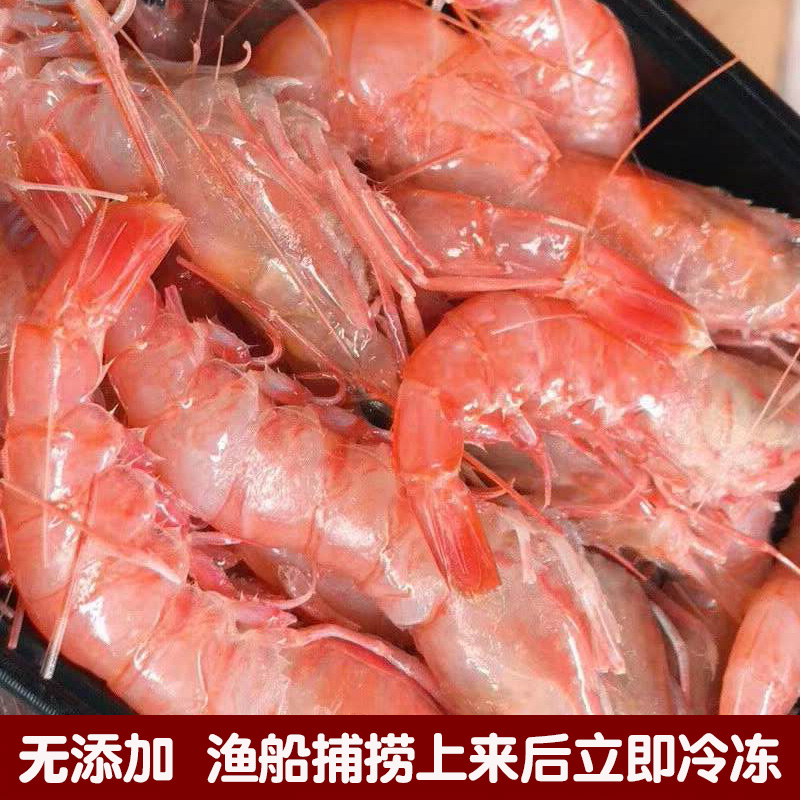 野生红虾舟山东海海鲜管鞭大海海虾台湾一斤冻虾
