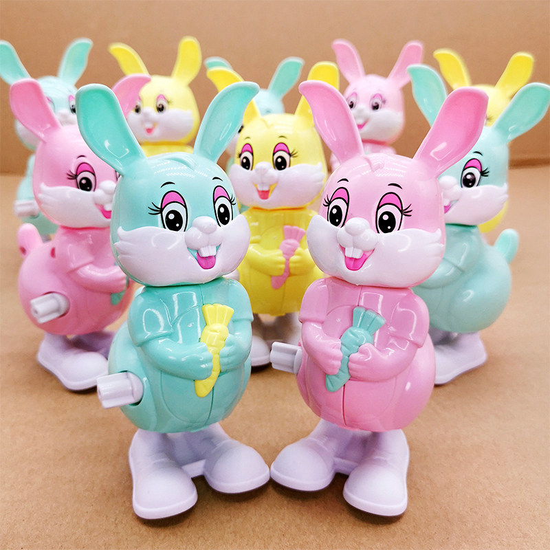 网红上弦发条玩具跳跳萝卜兔仿真动物婴幼儿宝宝发条玩具