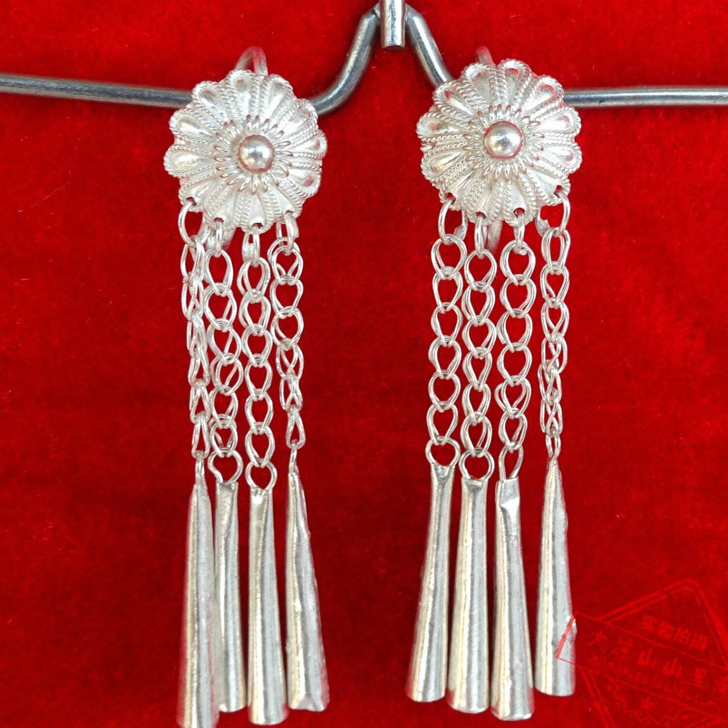 彝族耳环银饰包邮凉山民间手工艺品纯银耳钉火热耳环