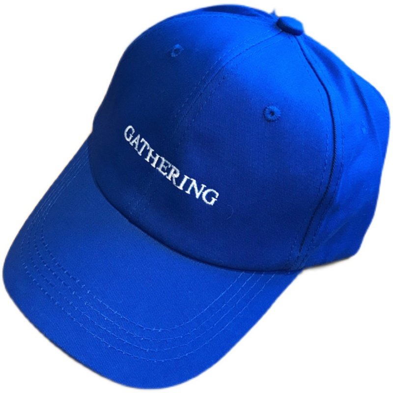 ins风刺绣字母克莱因蓝鸭舌帽女宝蓝色棒球帽子男休闲嘻哈街舞帽