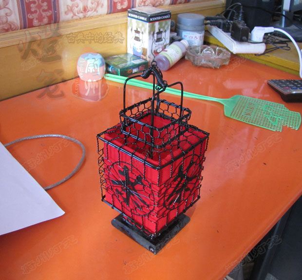 古典小方铁丝大红红灯笼手工编织仿古复古田园灯笼