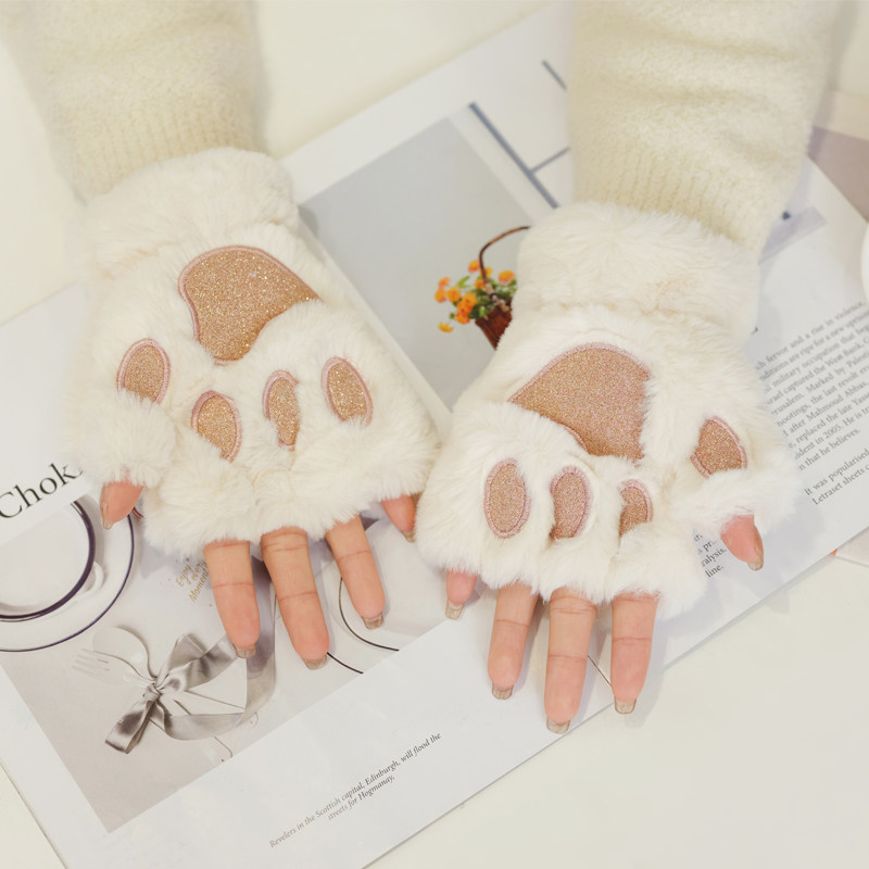 手套漏指兽爪网红ins学生可爱冬季猫爪小熊猫手套