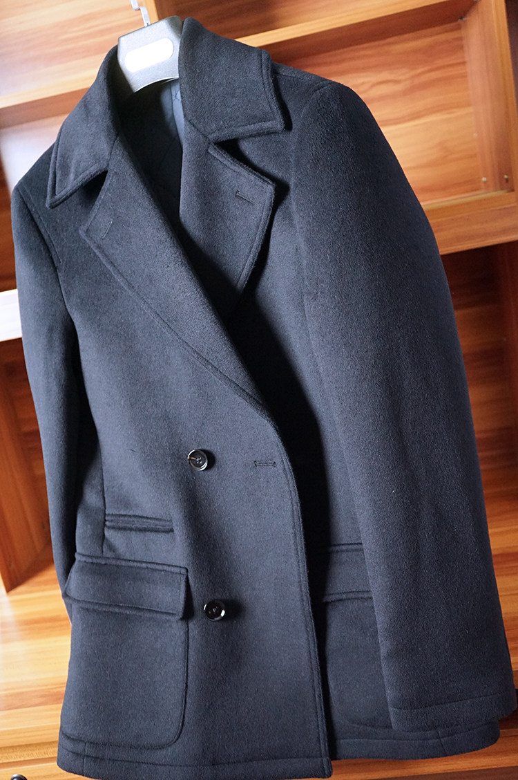 pea coat 海军呢大衣 男士双排扣修身短款秋冬加厚羊毛呢外套