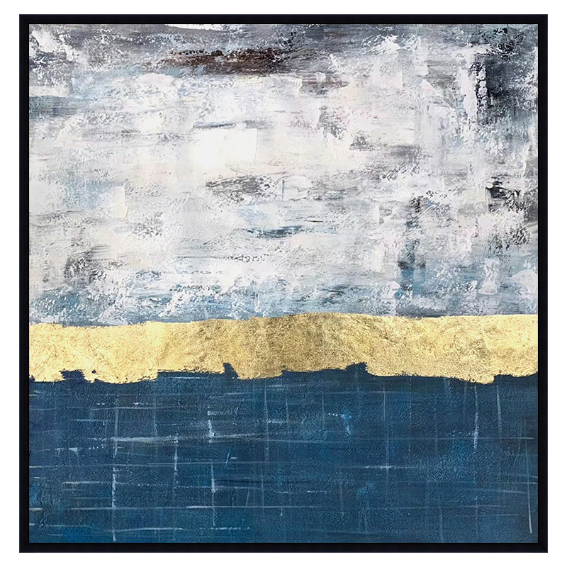 油画手绘现代客厅餐厅装饰画金箔抽象玄关方形油画