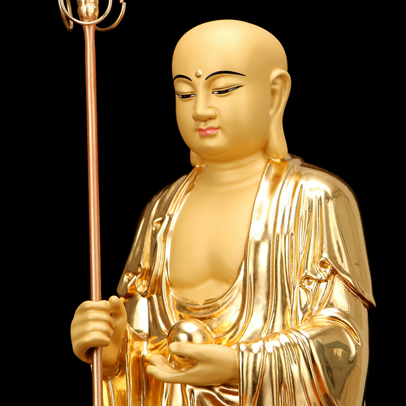 佛像供奉王佛像山地九华贴金涛羽家用摆件铜地摆件