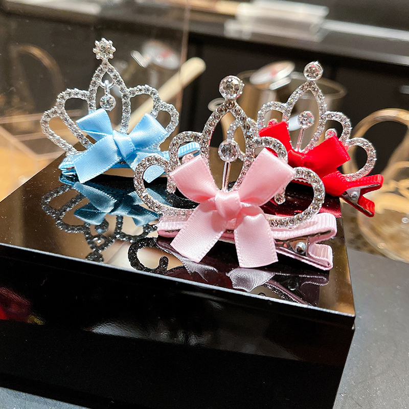 宝宝发夹皇冠儿童头饰公主可爱蝴蝶结发卡水钻发饰