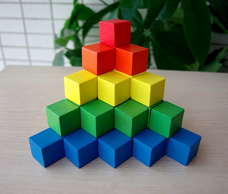 正方体积木数学教具小立方体模型木头方块儿童幼儿园拼装益智玩具