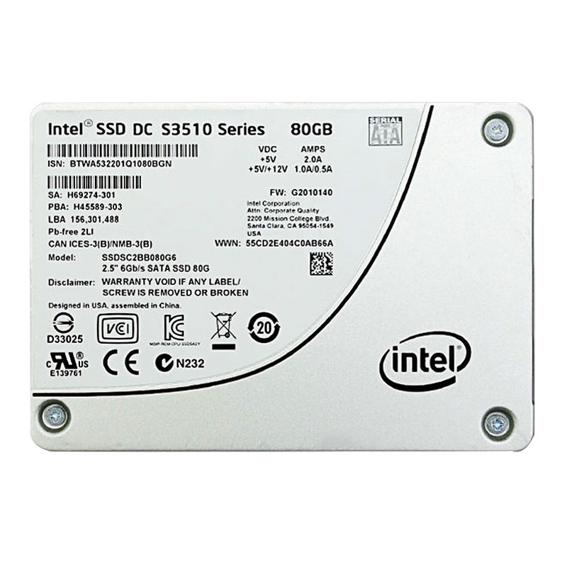 intel英特尔s351080g高速企业级固态硬盘ssdsc2bb080g6服务器固态硬盘