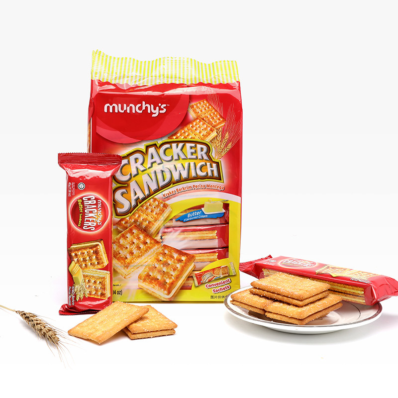 马来西亚马奇新新苏打饼干313g一包奶油风味夹心苏打饼干