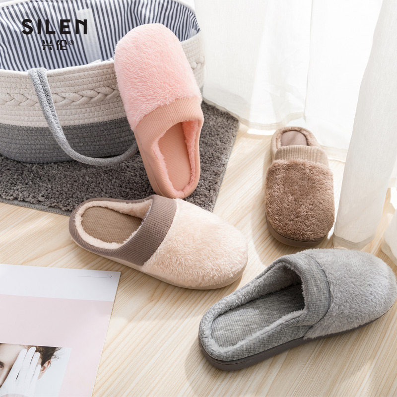 silen兴伦拖鞋女包包头居家室内防滑2019情侣居家棉拖