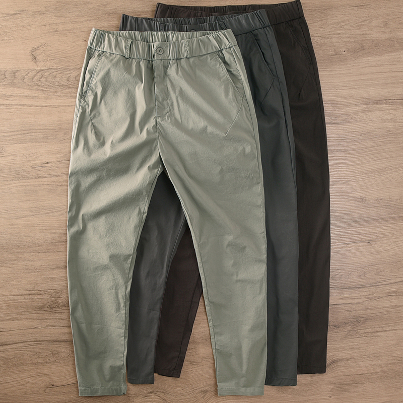 夏季轻薄休闲裤男日常通勤修身长裤速干透气简约纯色百搭小直筒裤