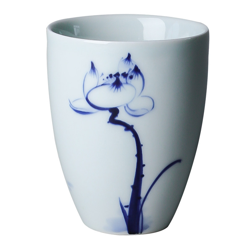 景德镇手工陶瓷瓷杯手绘青花无手手柄茶杯创意随手杯