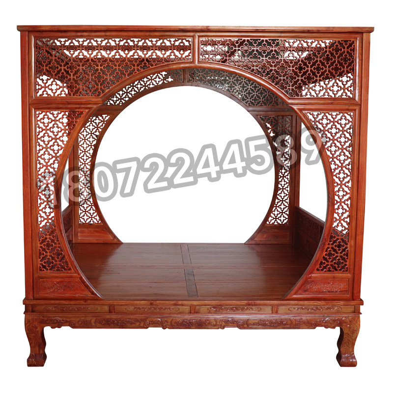 农村老式古风床单双月架子宫廷实木木床明清拔步床