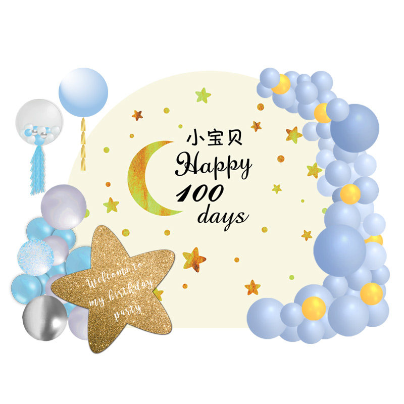 圆形星星主题宝宝百天生日派对迎宾设计素材