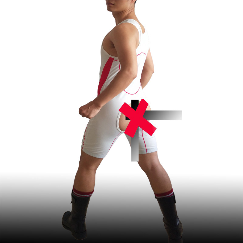 摔跤badiace小浣熊男色开裆镂空屁股连体古典紧身衣摔跤服