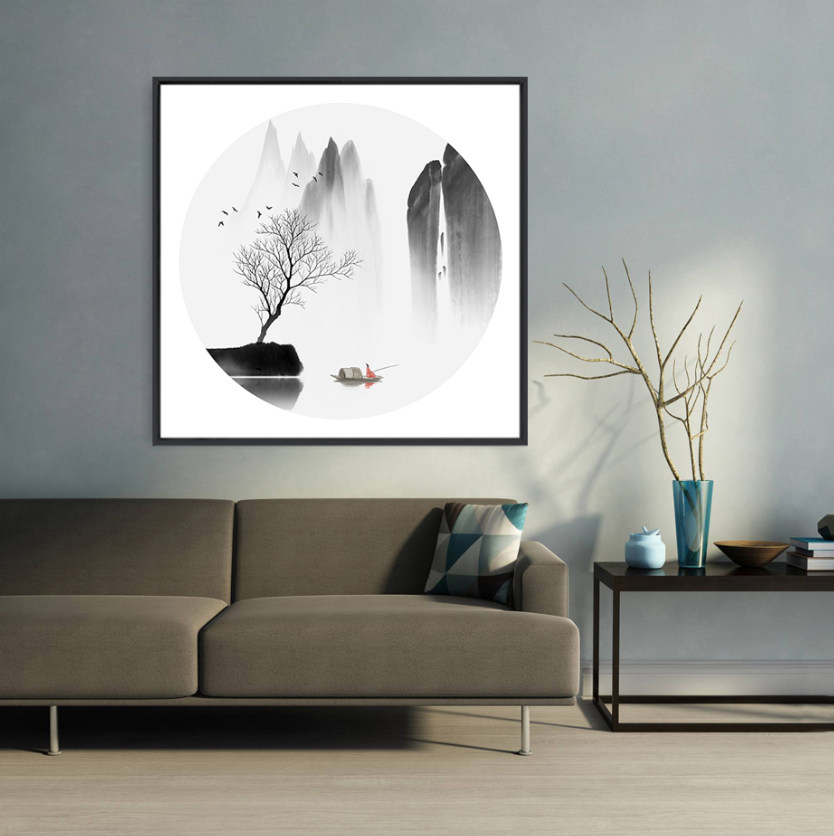 新中式书房国风中国山水画禅意水墨画餐厅茶室装饰画现代装饰画