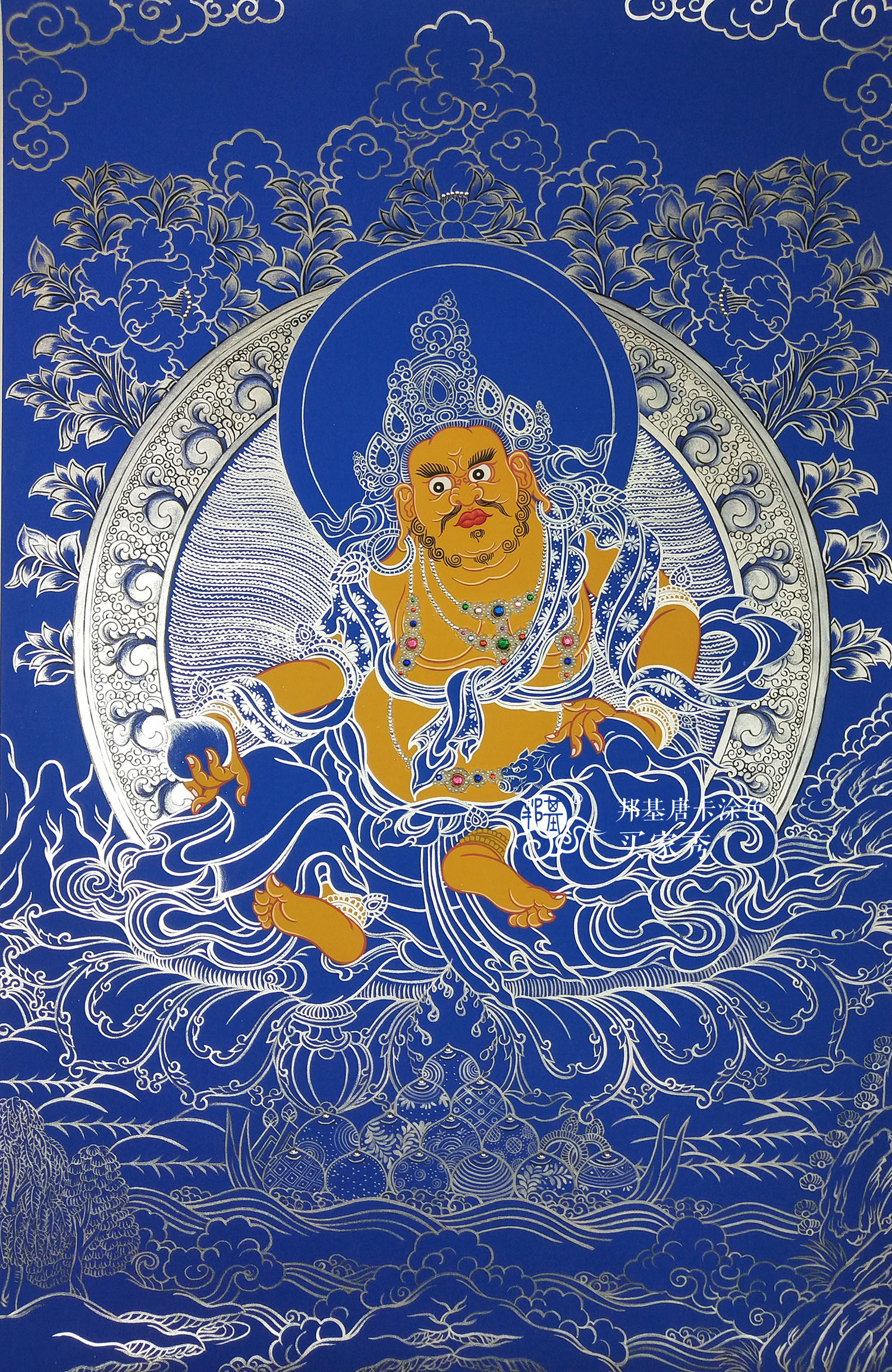 唐卡涂色描金黄财神财神白描线稿佛像diy手绘diy