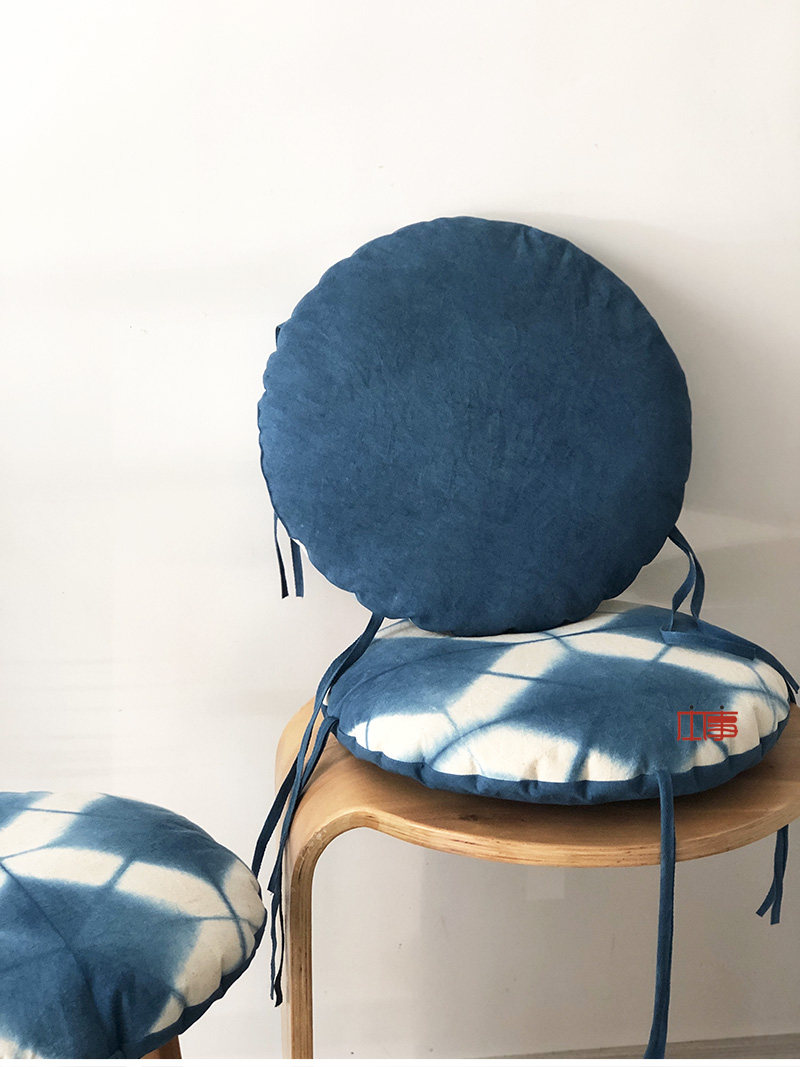 本事手工扎染蓝染植物棉布坐垫椅垫垫子zd10椅垫