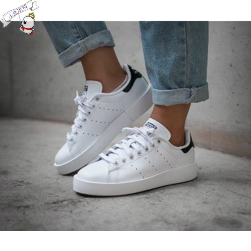 adidas三叶草史密斯stan smith bold 黑尾增高厚底休闲板鞋s75213