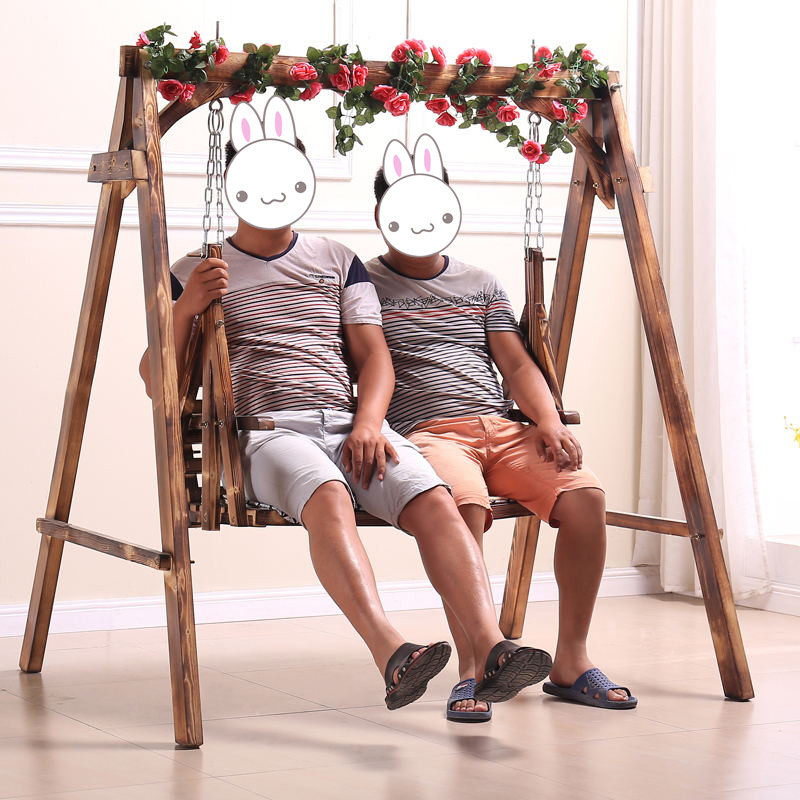 秋千包邮防腐碳化户外吊椅时尚双人实木户外秋千