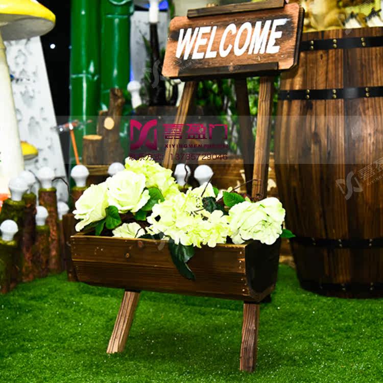 喜盈门婚庆道具 森系迎宾木架 新款 木质迎宾牌架 婚礼迎宾装饰
