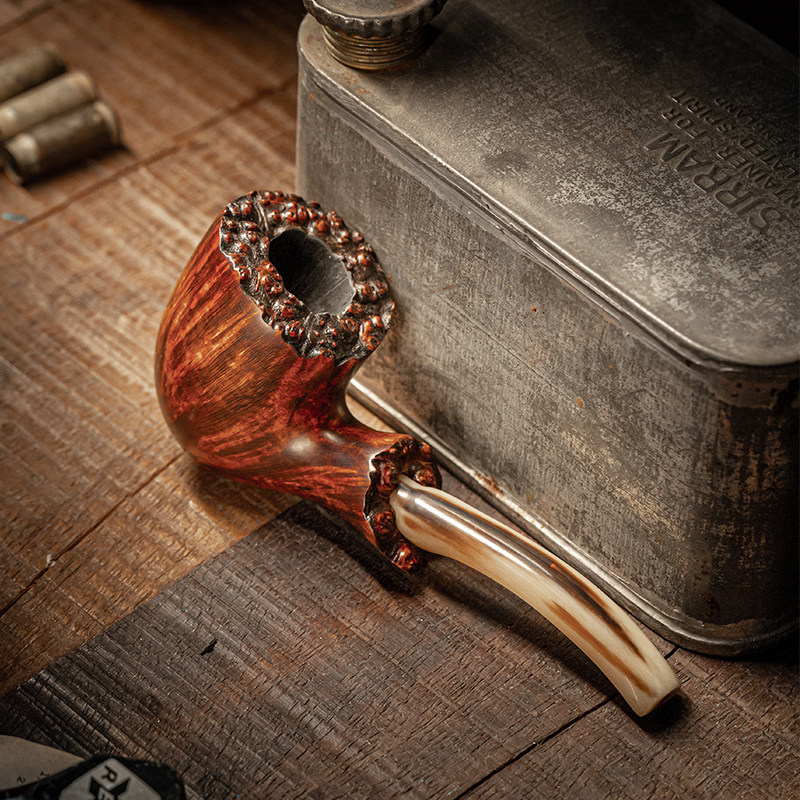 大汉牛角手工石楠根进口意大利烟斗弯斗木果型橡木烟斗