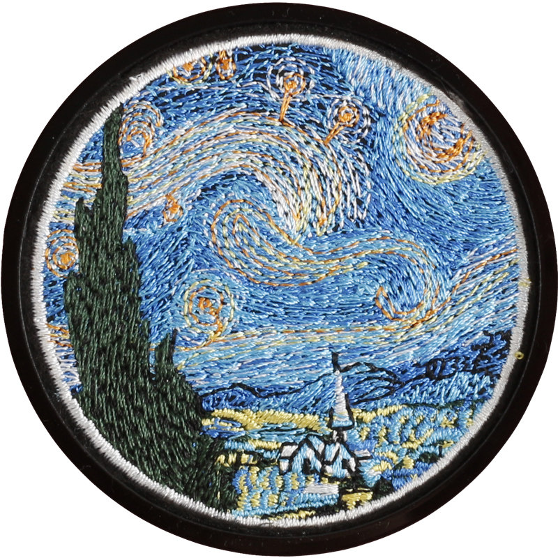 梵高星空刺绣胸针名画别针日系森系徽章结婚胸针