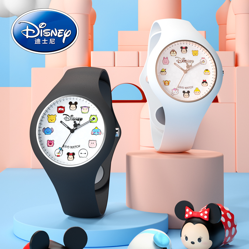 迪士尼儿童手表女孩小学生简约女款10岁以上只看时间初中少女防水